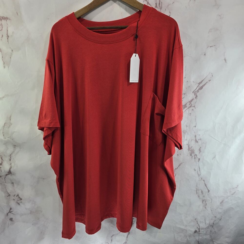 Universal Standard Shirt Womens 6X 3XL Red T Tee Crew Short Boxy Pima Pocket